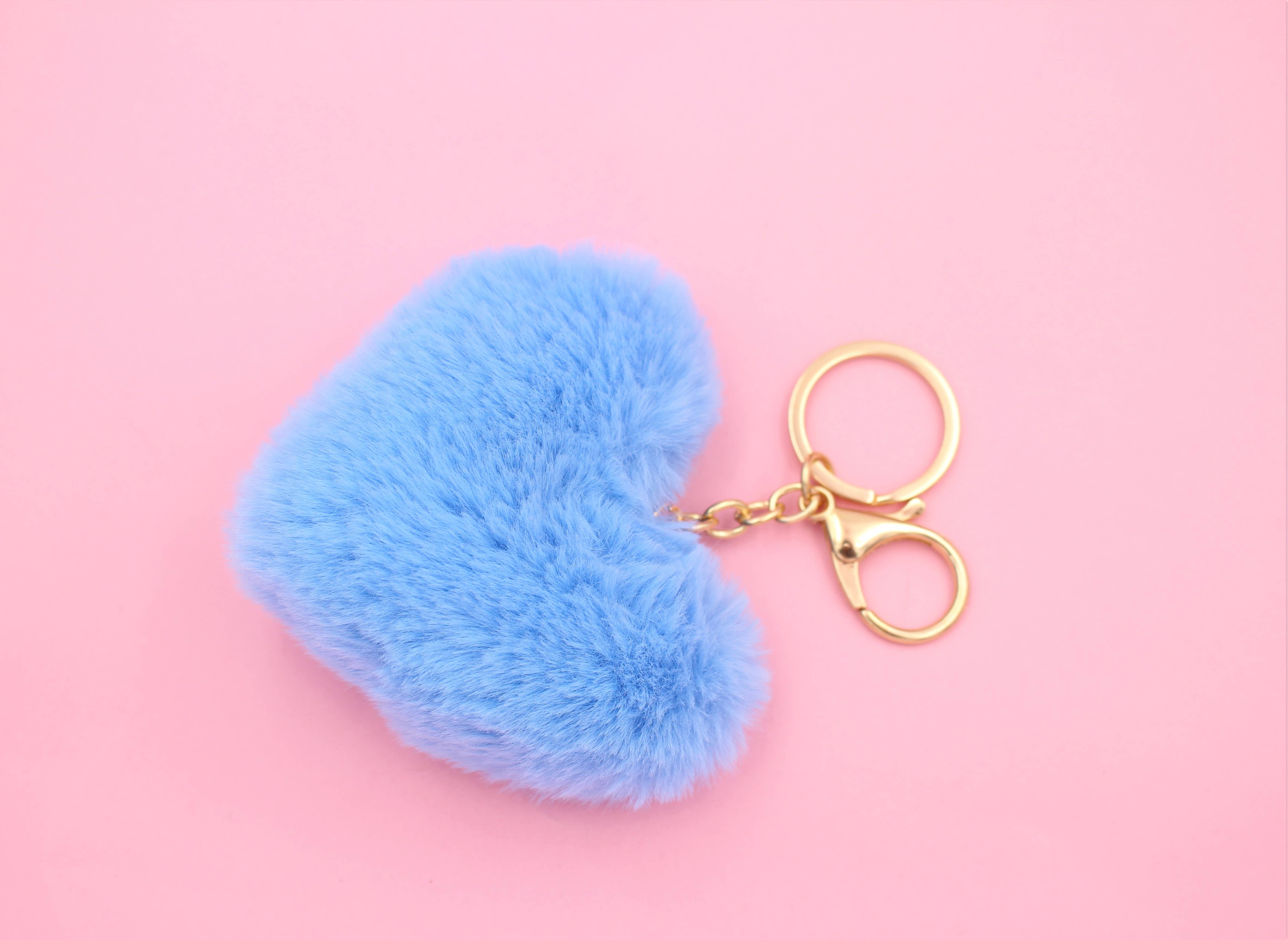 Real Sic – wholesale Keychain – Unisex – Pom Pom Fuzzy  Heart Key Chain for girl's bag and purse9