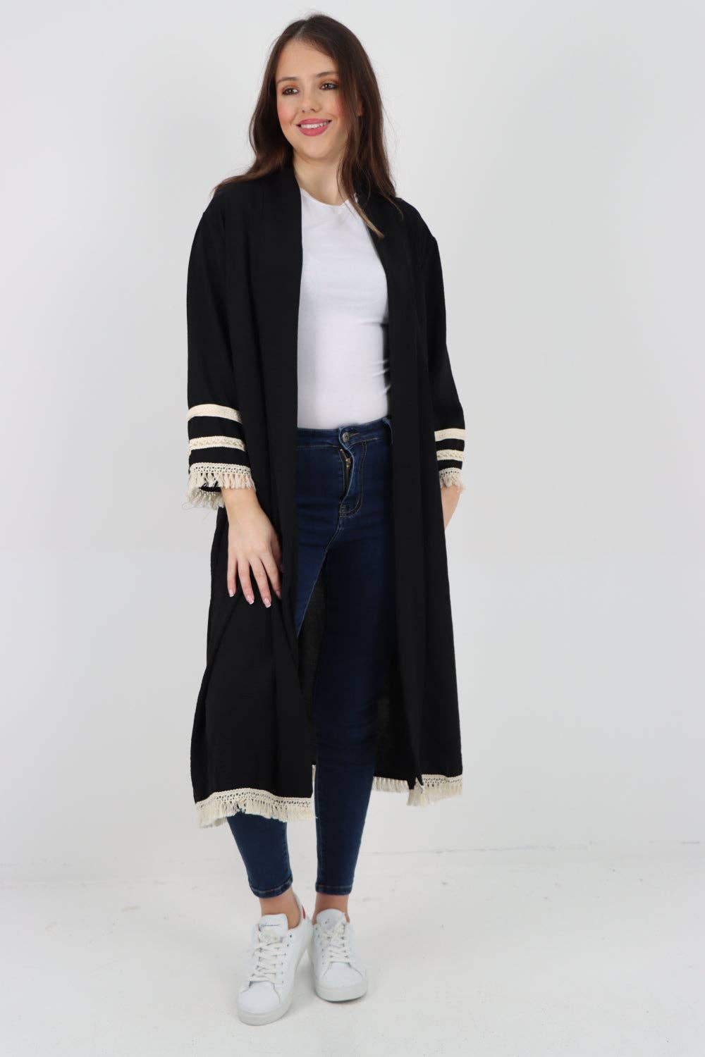 Miss Bold - Vente Cardigan – femme - Cardigan long à manches longues avec franges, ouverture devant, Made in Italy4