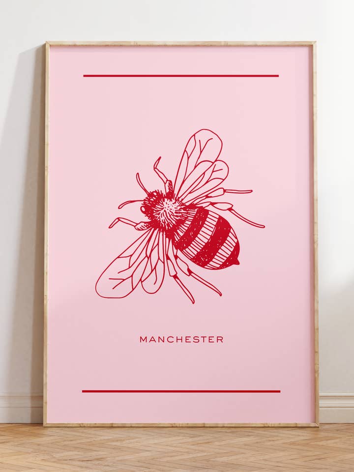 Manchester Bee Print | Wall Art Poster | Funky Home Decor for wholesale by By Honey Studios