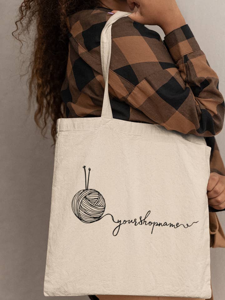 Personalized Write Your Shop Name In Yarn Tote for wholesale by NNK Press