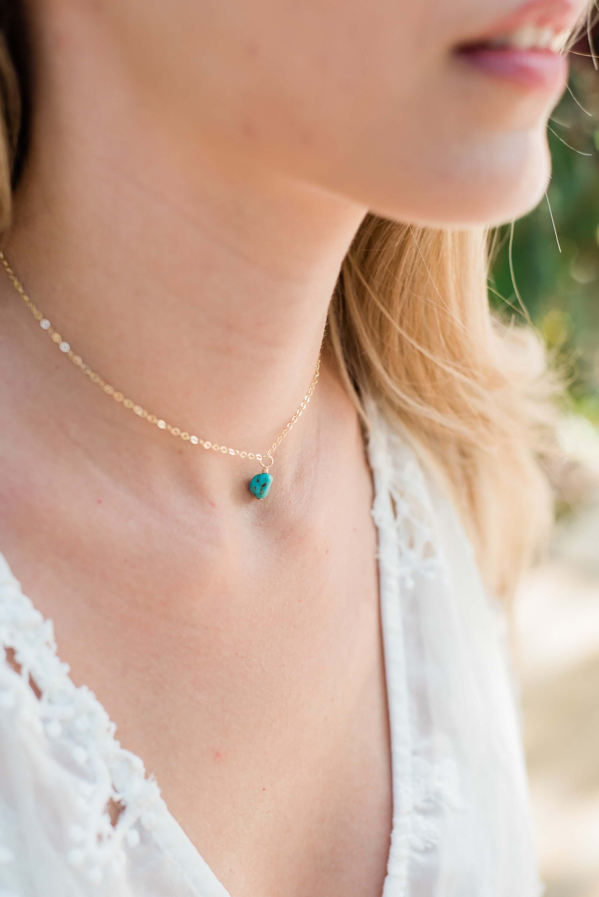 Luna Tide - Wholesale Choker/collar - Tiny Rough Turquoise Gemstone Pendant Choker2