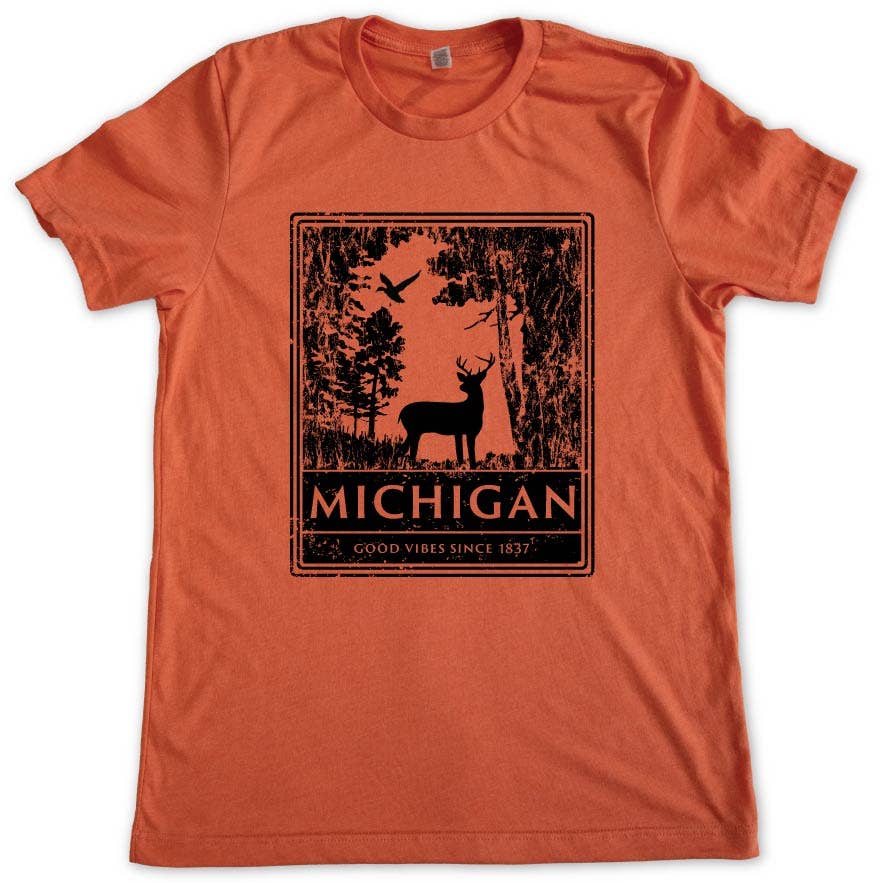 MICHIGAN VIBES - Wholesale Screen Printed T-Shirt - Unisex - White-tailed Tee2