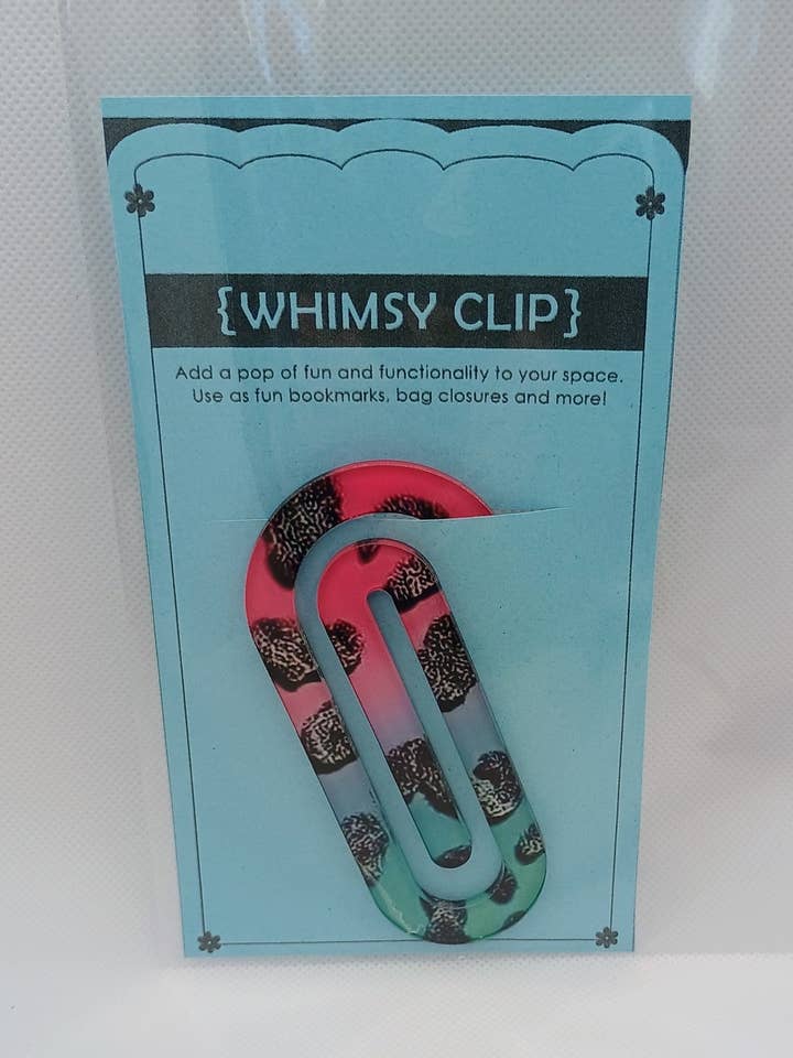 Whimsy clip large-pink/teal/black for wholesale by Creations by Pamela V