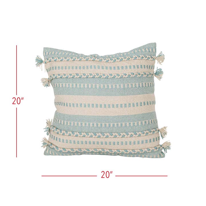 Foreside Home & Garden - Wholesale Throw/Decorative Pillow - Matilda 20x20 Striped Outdoor Indoor Filled Pillow Blue