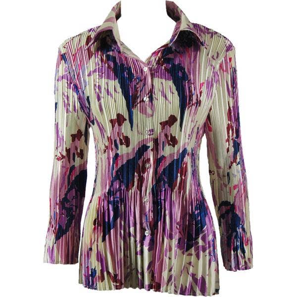 The Magic Scarf Company - Wholesale Button Down Shirt - Women's - 1148 - Satin Mini Pleats Blouses0