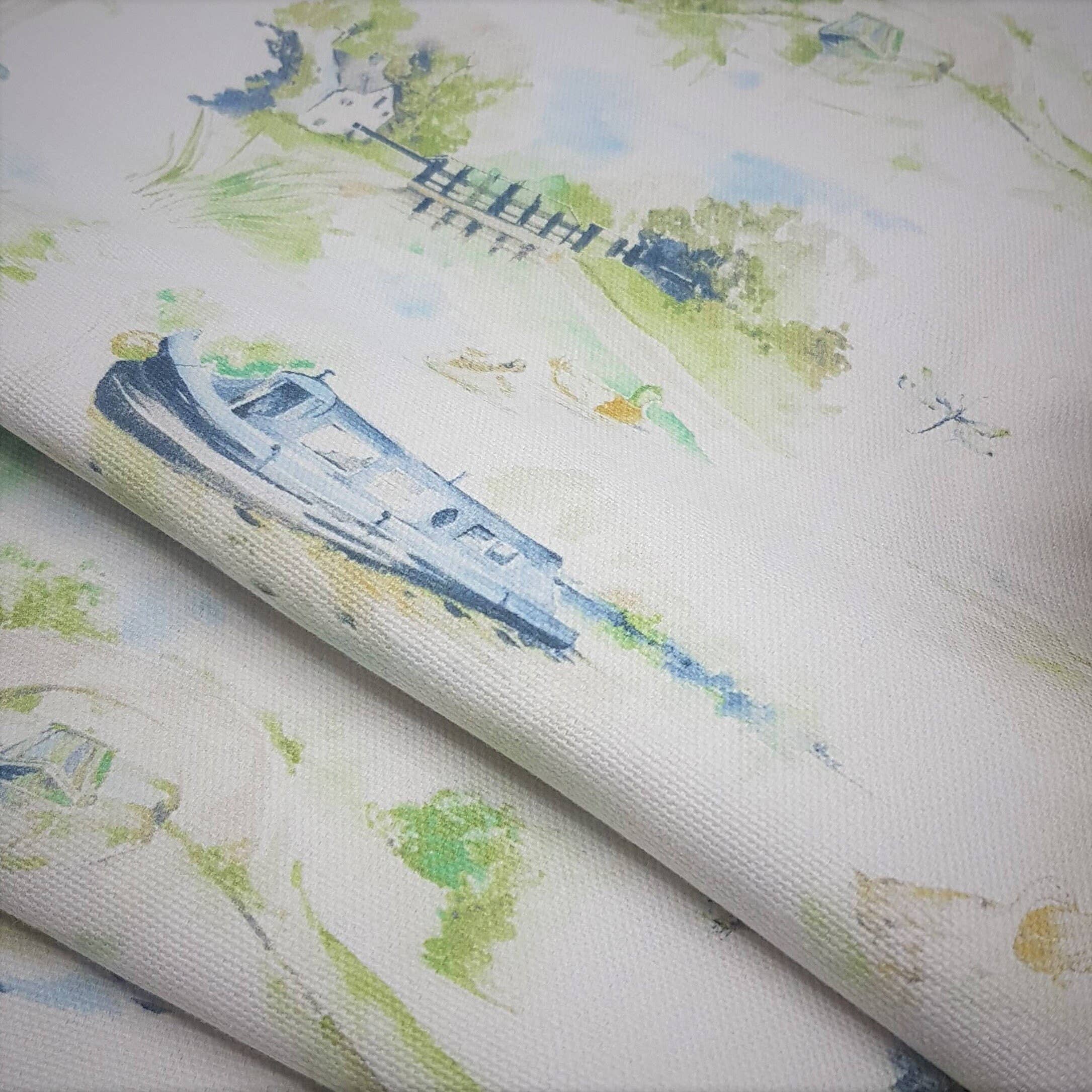 Aqua by Design - Wholesale Tea Towel - Tea Towel, Canal Scene, Narrowboats & English Countryside1