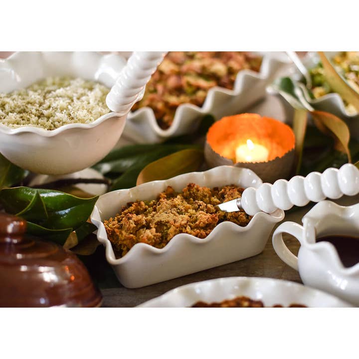 Coton Colors - Wholesale Bread Pan - Signature White Ruffle Loaf Pan3