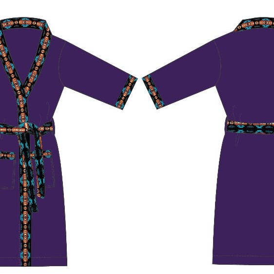 Linen Mart – wholesale Morgonrock - Dam – Bomull Aztec Trim Robe2