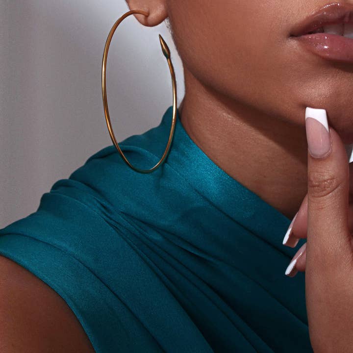 Filaree seed gold vermeil hoops (75mm) for wholesale by Jewelfish