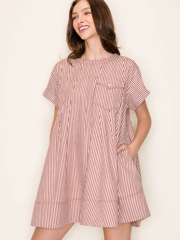 Star Drop - Wholesale Dress - Women's - STRIPE SWING SHORT DRESS- SDD63757