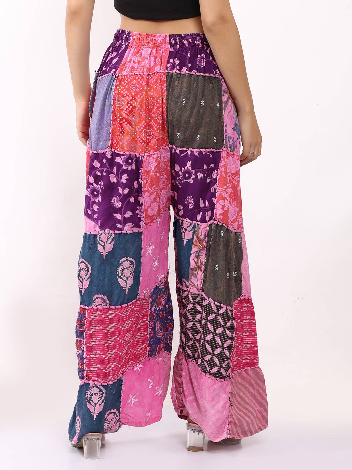 Wevez - Venta al por mayor Pantalones - Mujer - Lote mixto de pantalones de mujer de cintura elástica con efecto lavado a la piedra y patchwork5