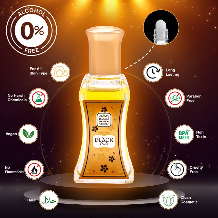 NASEEM - Wholesale Roll-On Fragrance - BLACK OUD Roll On Fresh Fruity Oud Unisex Fragrance 24 mL2