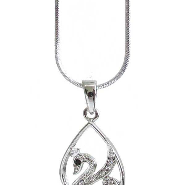 Jewelry Max - Wholesale Pendant/Charm Necklace - ( G730 ) CRYSTAL SWAN PENDANT NECKLACE0