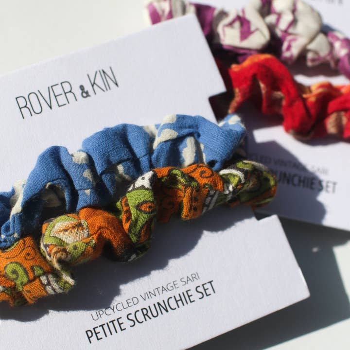 Rover & Kin - Wholesale Scrunchie - Women's - Recycled Sari Petite Scrunchies - Assorted Set of 2