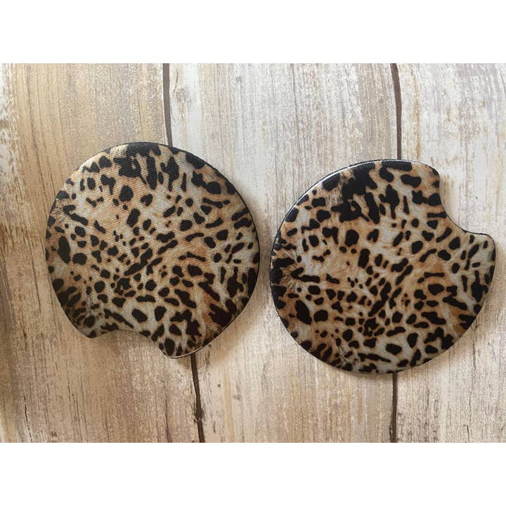 Leopard car coasters for wholesale by Lake Shore To Main