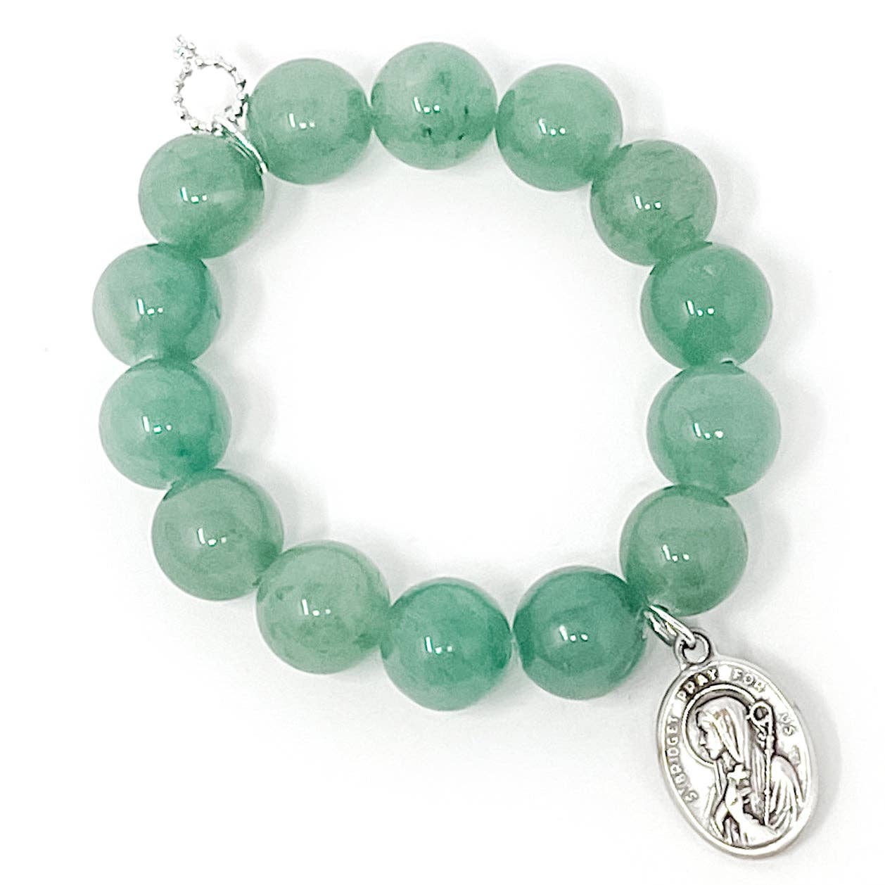 PowerBeads by jen - Vendita all'ingrosso Braccialetto con ciondolo/pendente - Avventurina verde con Santa Brigida, patrona degli agricoltori0