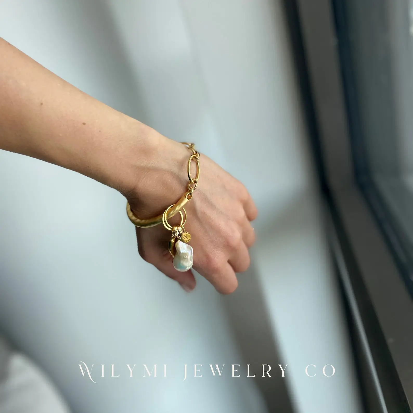 WILYMI Jewelry Co - Wholesale Charm/Dangle Bracelet - Multi-Use Pearl + Cornicello Charm Bracelet | Gold Filled6