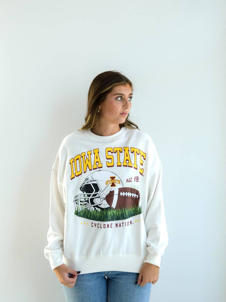 Iowa State Malone Multimedia OS Fleece Crew for wholesale by Gameday Social Apparel Co.®