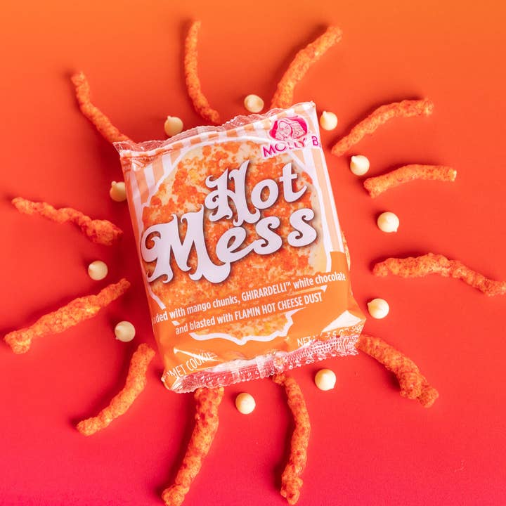 The Hot Mess Cookie - Mango Chunks, White Chocolate, & Heat for wholesale by Molly Bz
