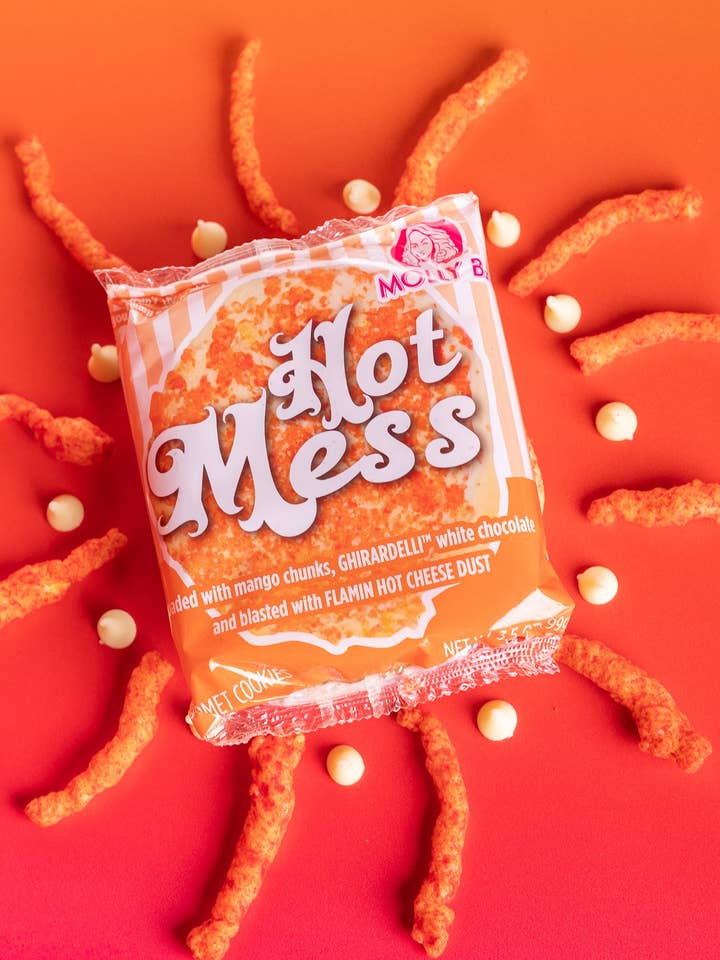 The Hot Mess Cookie - Mango Chunks, White Chocolate, & Heat for wholesale by Molly Bz