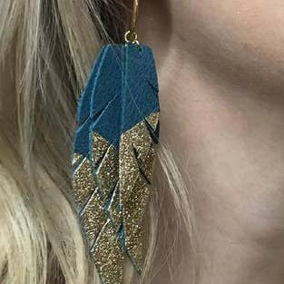 The Supply Society - Wholesale Dangle Earrings - Layered Leather Earring- Black/Gold Dipped1