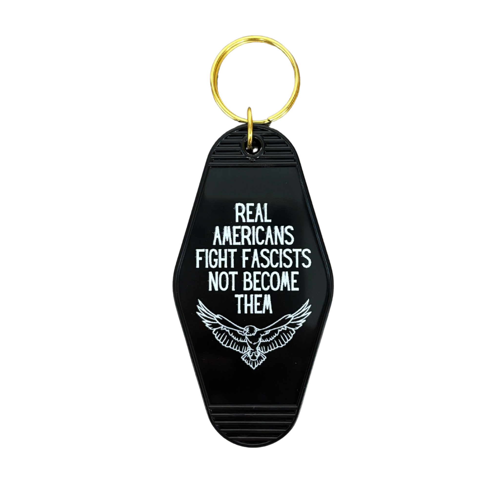 GetBullish - Wholesale Keychain - Unisex - Real Americans Fight Fascists Not Become Them Keychain3