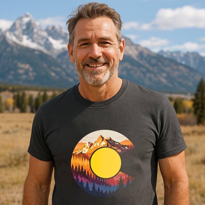Colorado Mountain Shirt - CO Flag Unisex T-Shirt for wholesale by Hinterland Outdoors