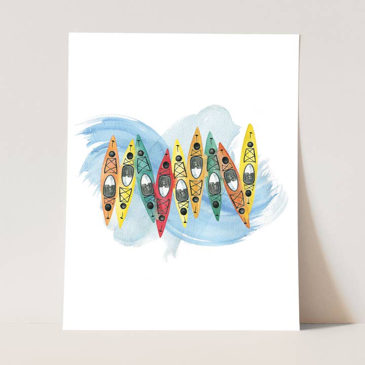 Impresión de Arte de Kayak | Decoración Acuarela Colorida de Remo para venta al por mayor de Watercolor Wednesday