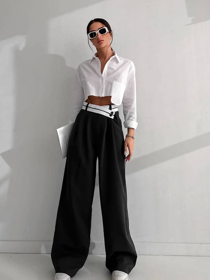 Black Contrast color suit trousers for wholesale on Faire7