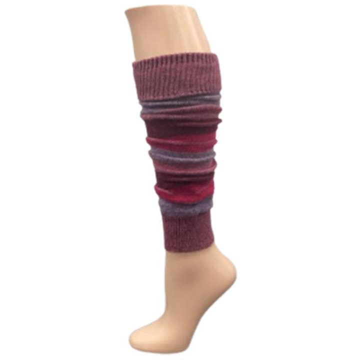 Sierra Socks - Wholesale Legwarmers - Women's - Girl's Stripe Lambswool Knee Hi Leg Warmers W424