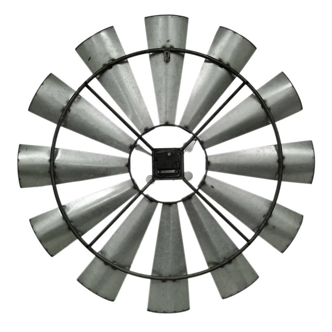 Zeckos – Großhandel Wanduhren – 30-Zoll-Wanduhr mit Windmühlenmotiv aus Metall in Distressed Grey2