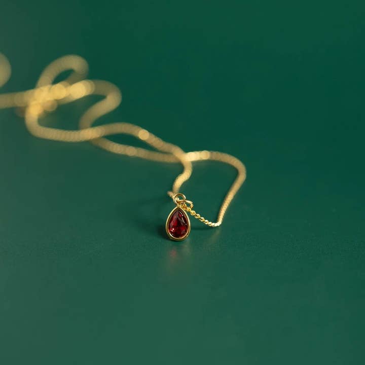WJW - Wholesale Individual charm/pendant - 18K Gold PVD Teardrop Birthstone Charm13