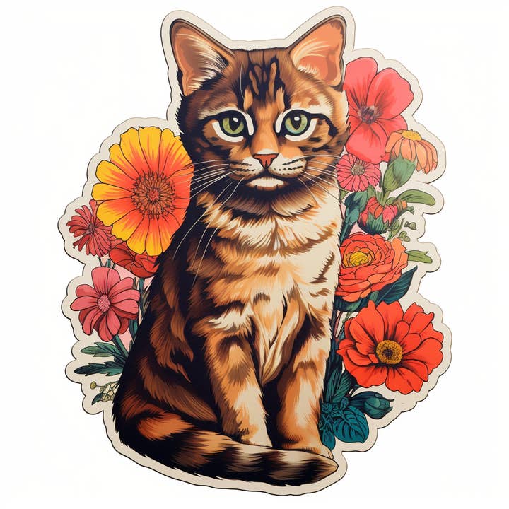 In Front of Flowers Vinyl Waterproof Sticker for wholesale by Elizarae Co.