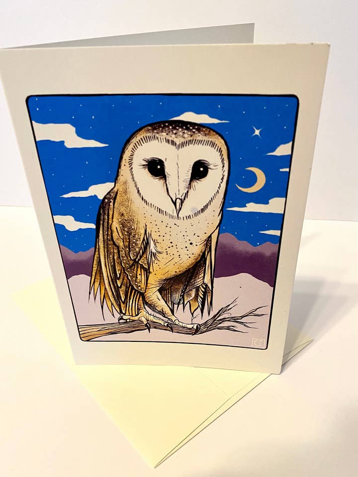 Barn Owl - wenskaart van 5"x7" voor wholesale door Chris Granillo Art