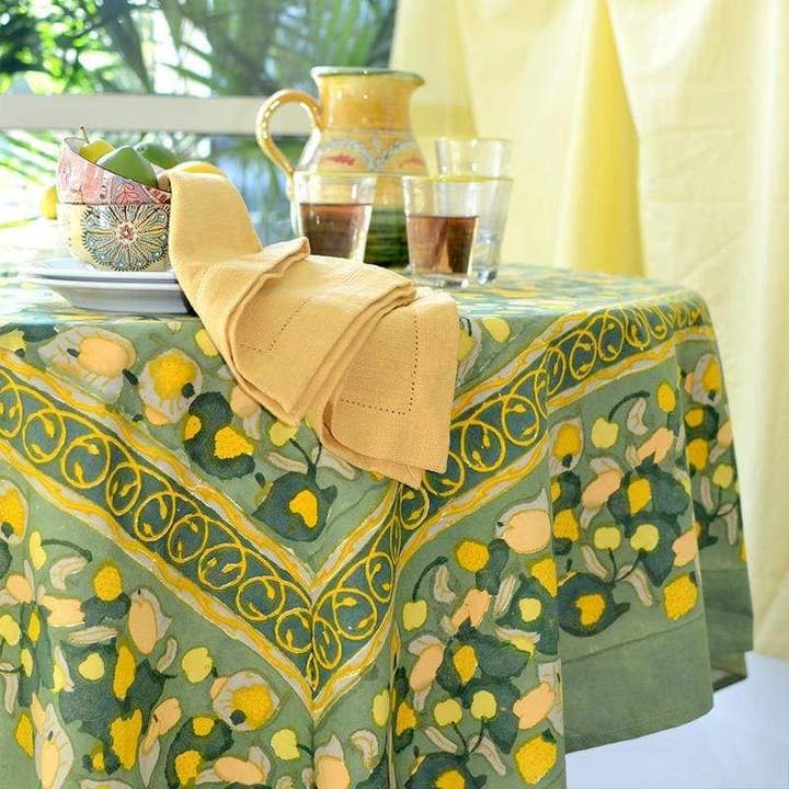 Couleur Nature - Wholesale Tablecloth - Fruit Yellow & Green | French Tablecloths