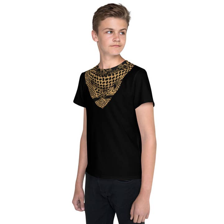 The Shamal - Wholesale T-shirt – Kids - Youth crew neck t-shirt - Keffiyeh Shemagh in Tan and Black3
