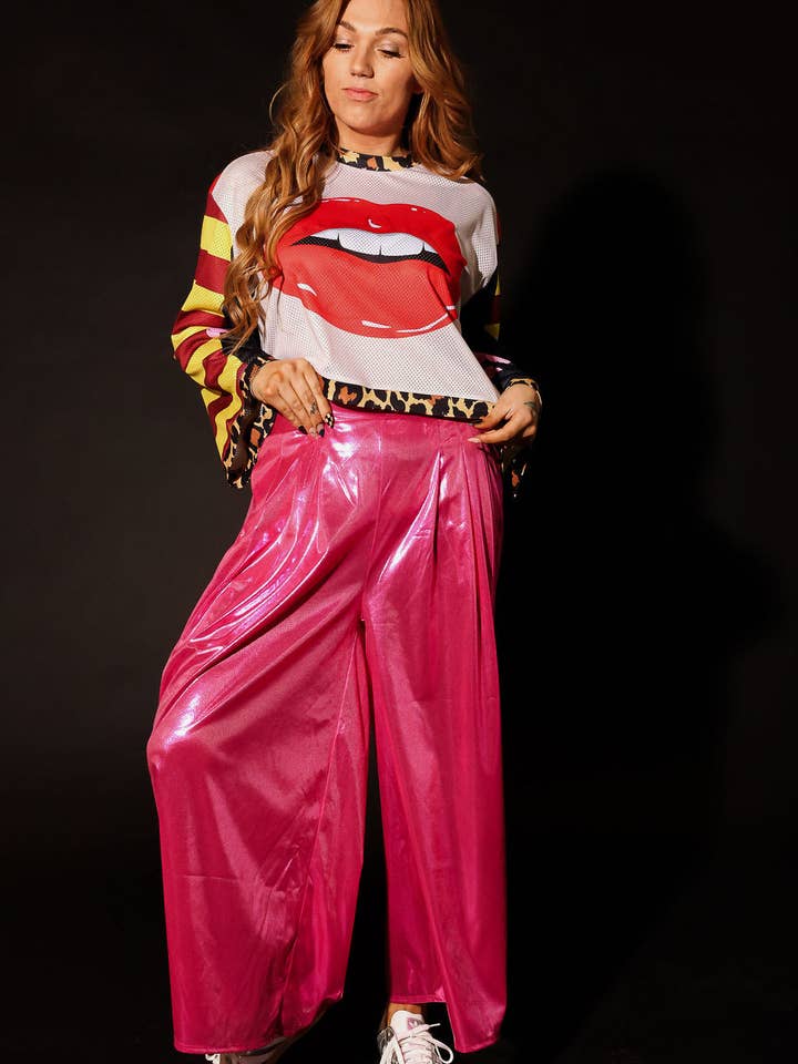 Burnt Toast - Wholesale Pants - Women's - Bubblegum Burn Cropped Metallic Trousers9