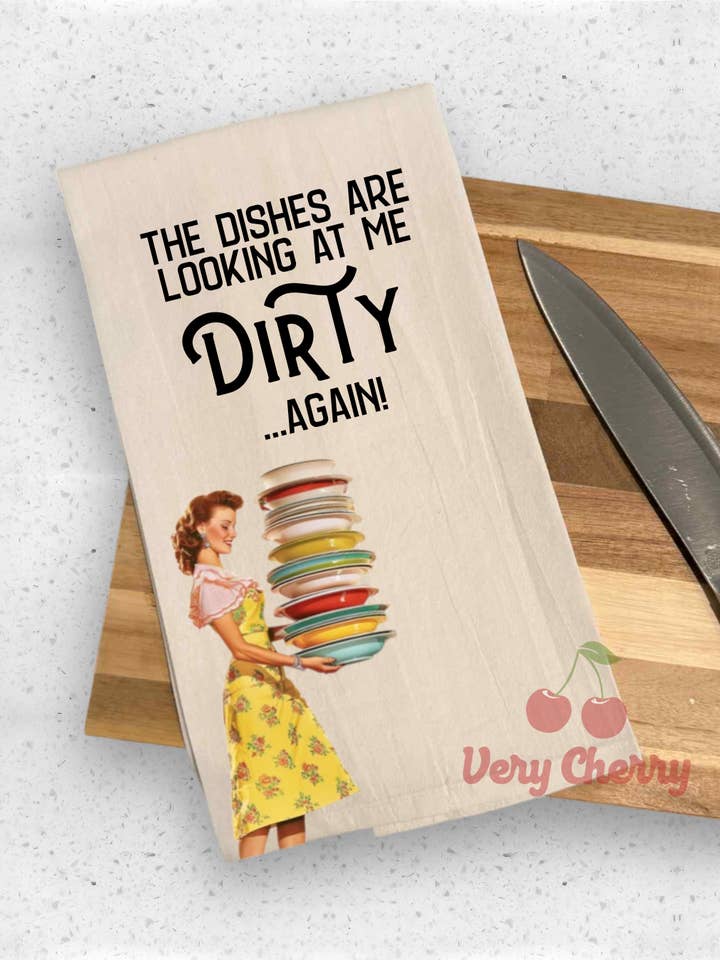 De vaat kijkt me vuil aan theedoek voor wholesale door Very Cherry