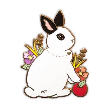 Hotot Rabbit Enamel Pin for wholesale by The Crowned Rabbit