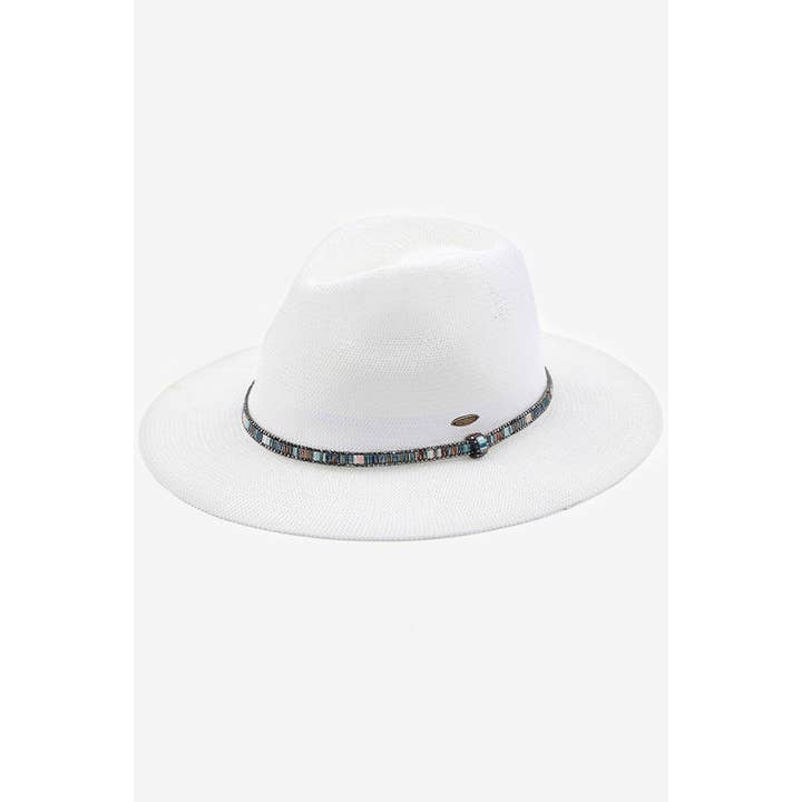 Hana - Venta al por mayor Sombrero de paja - Mujer - Sombrero de Panamá C.C con ribete de diamantes de imitación multihilo6