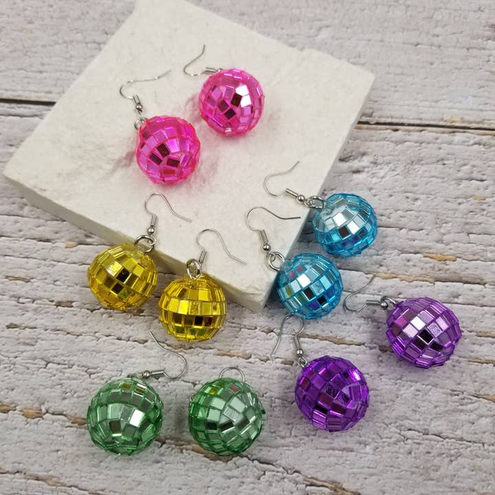 Treasure Wholesale - Wholesale Dangle Earrings - Medium Disco Ball Earrings2