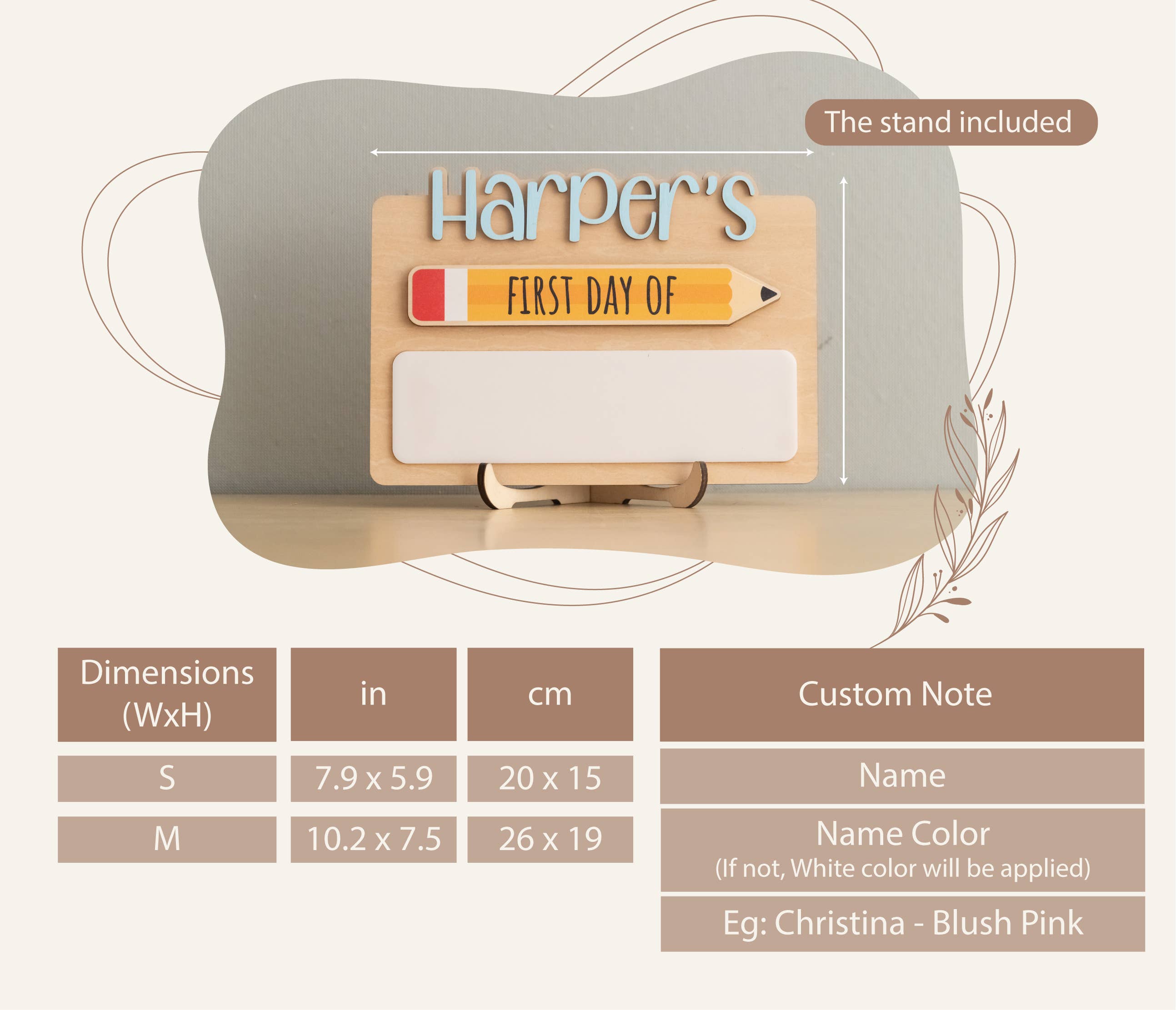 BearCrafts – wholesale Christmas Wall Art – First Day School Sign For Capturing Milestone Memories Y861