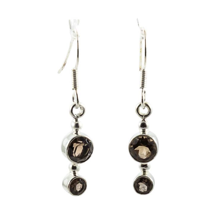 Smoky Quartz Sterling Silver Dangling Earrings for wholesale by Quasar Gems USA