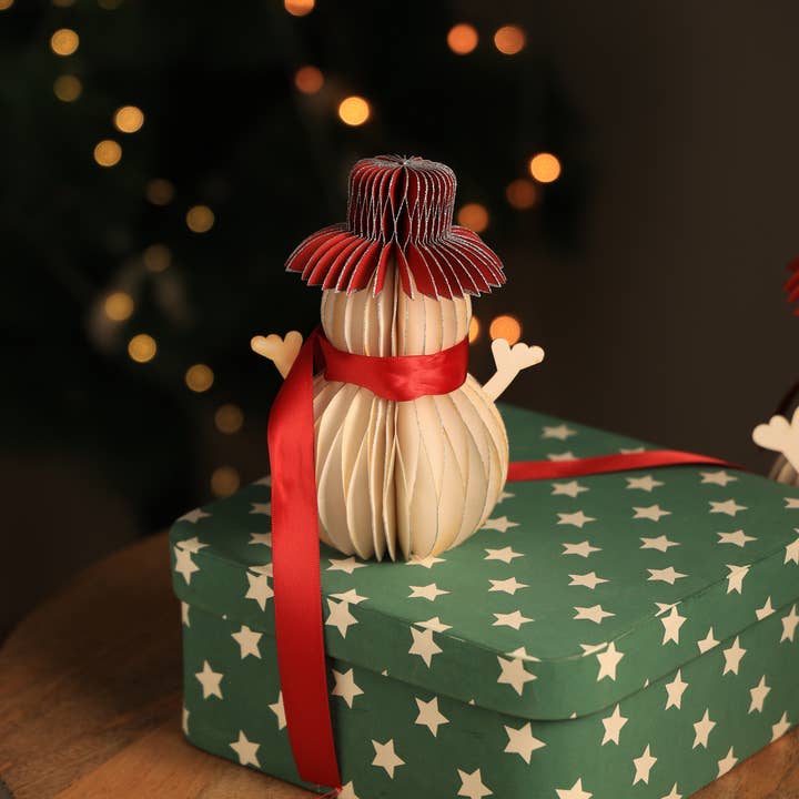 Christmas Paper Snowman |Honeycomb Handmade Holiday Ornament for wholesale by ExpoBazaar