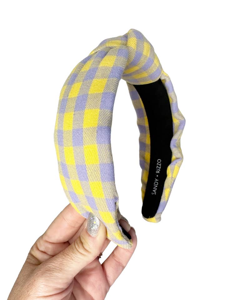 Purple and Yellow Gingham Headband for wholesale by Sandy + Rizzo