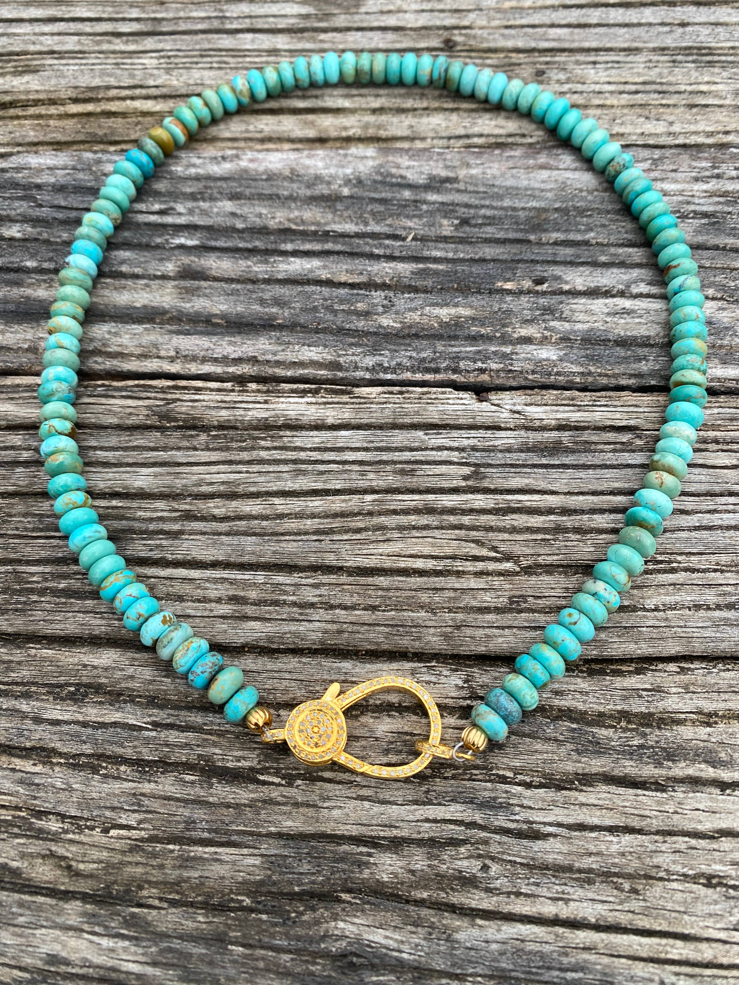 ILISSA MICHELE JEWELRY - Wholesale Beaded/Pearl Necklace - Turquoise Beaded Necklace with Diamond Clasp1