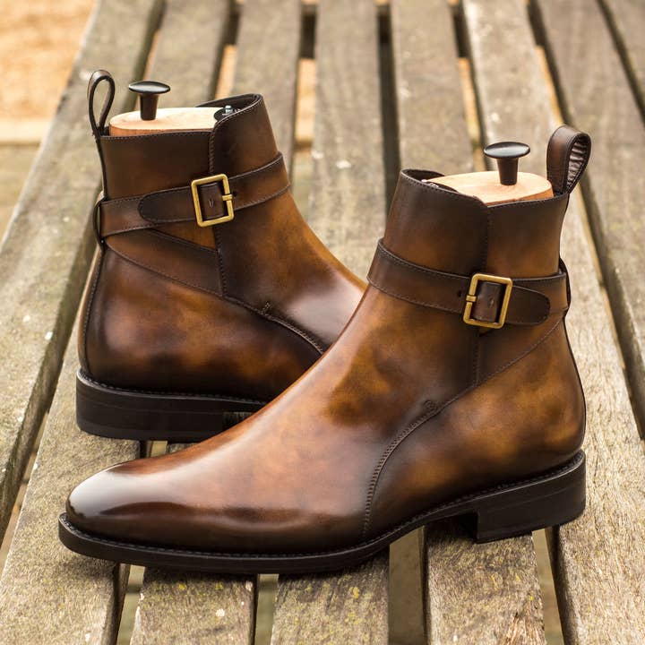 Rohan Men's Hand-Painted Patina Jodhpur Boot in Tobacco for wholesale by DapperFam