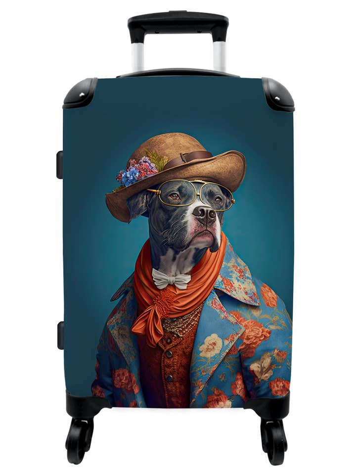 Etui - Hund - Jacke - Blumen - Hut - Blau für den Großhandel von MuchoWow