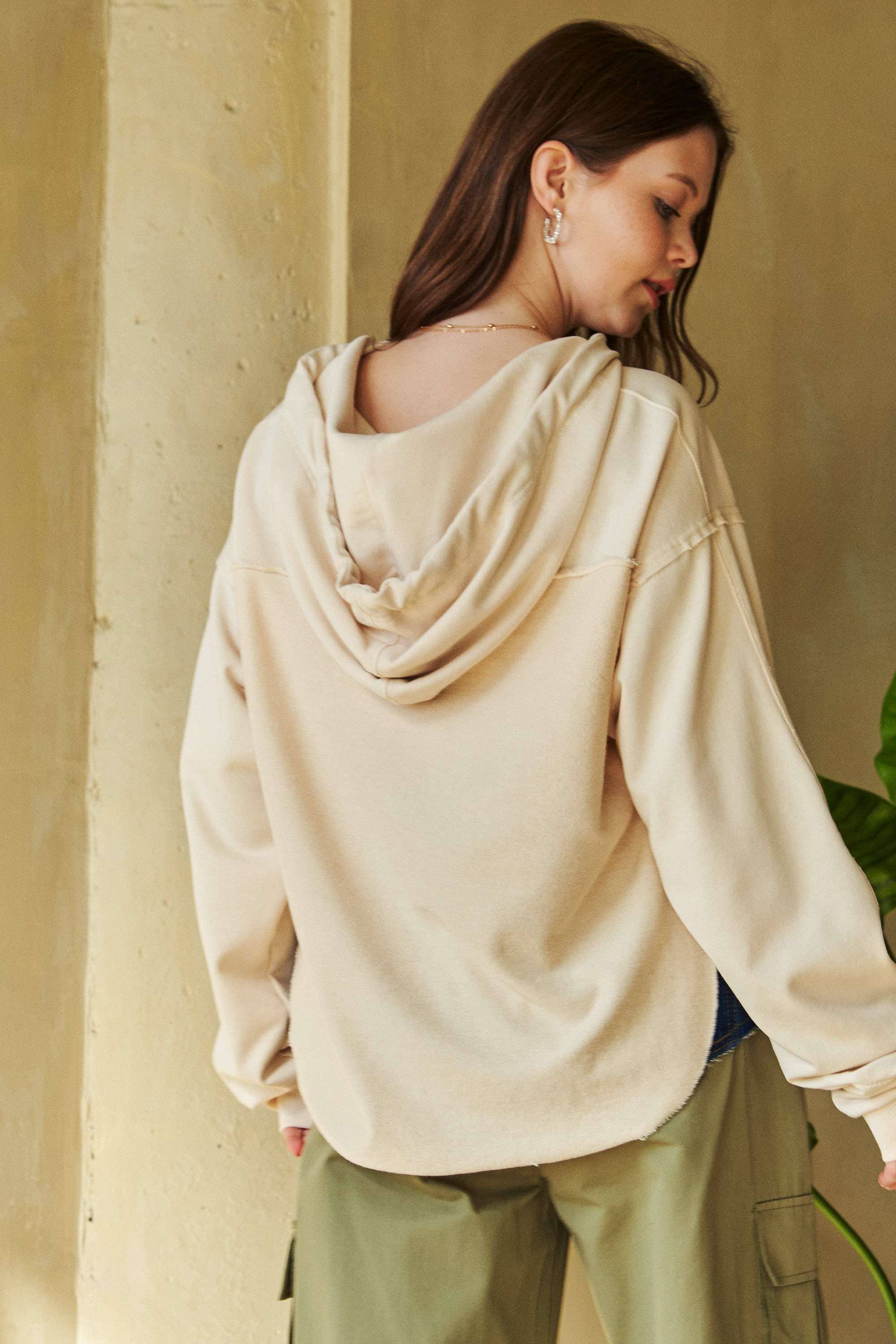 Davi & Dani - Wholesale Hoodie - Women's - PLUS LONG SLEEVES PRINT TIE LOOSE FIT HOODIE TOP6