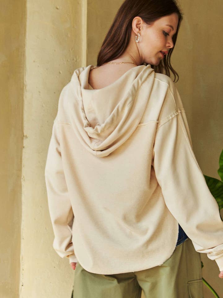 Davi & Dani - Wholesale Hoodie - Women's - PLUS LONG SLEEVES PRINT TIE LOOSE FIT HOODIE TOP6